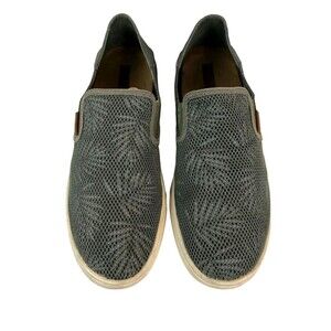 Olukai Pehuea Sneakers  Women's Size 9  Canvas Slip on Flats  Green Print